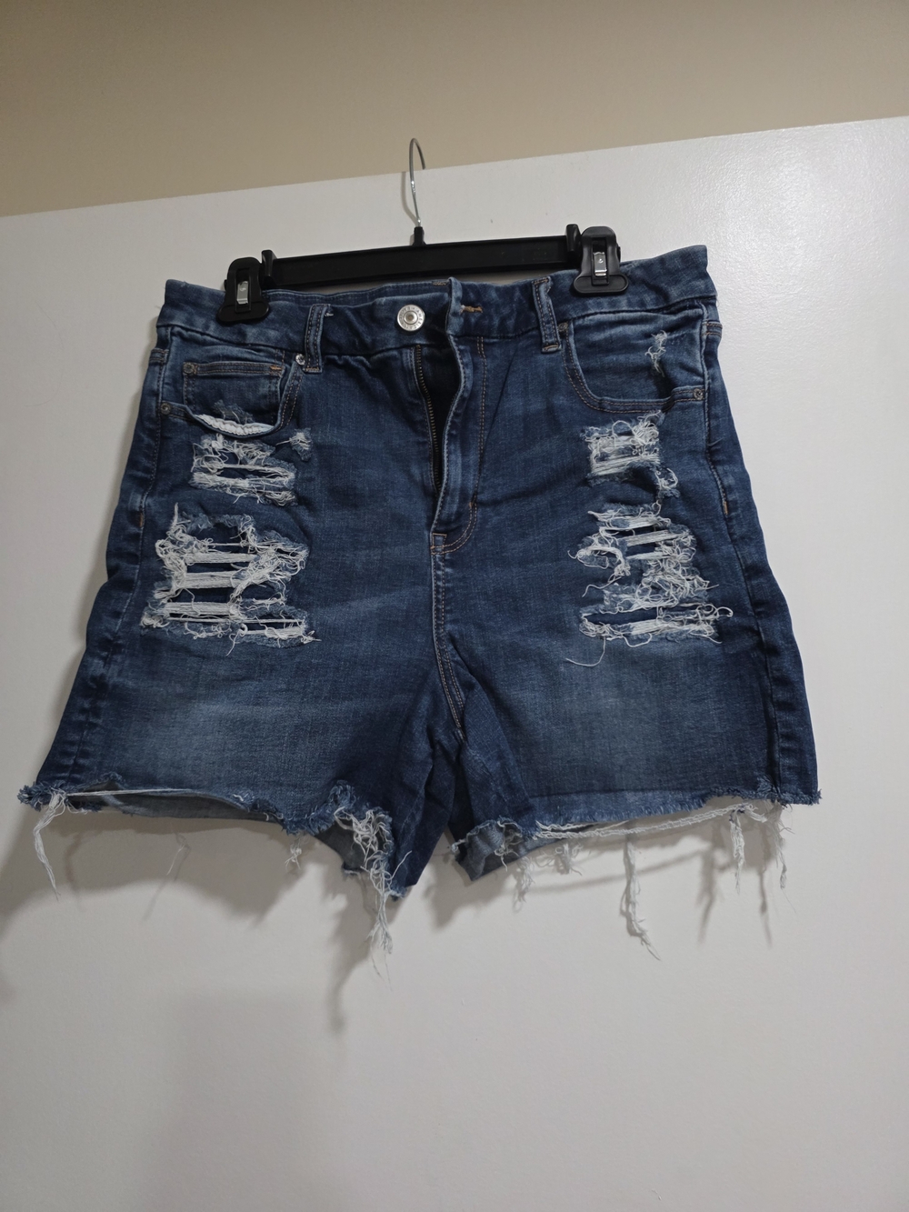 Distressed Dark Blue Denim Women’s Shorts